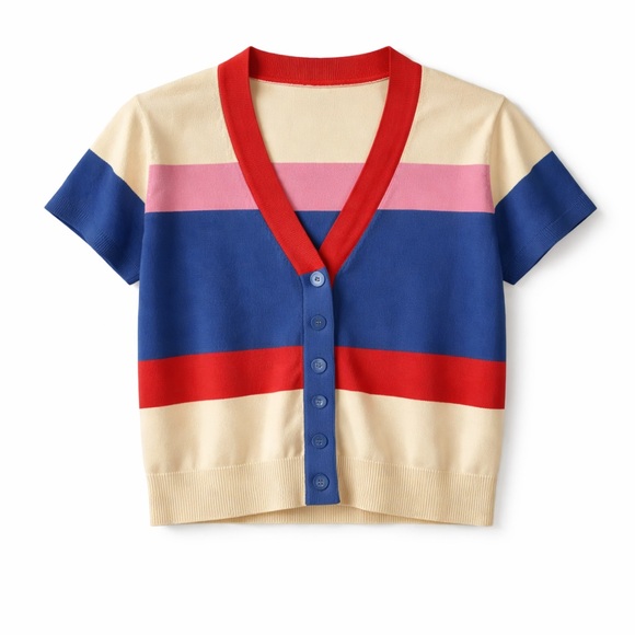 sundei Sweaters - Sundei Striped Knit Cardigan Sweater Made in Italy